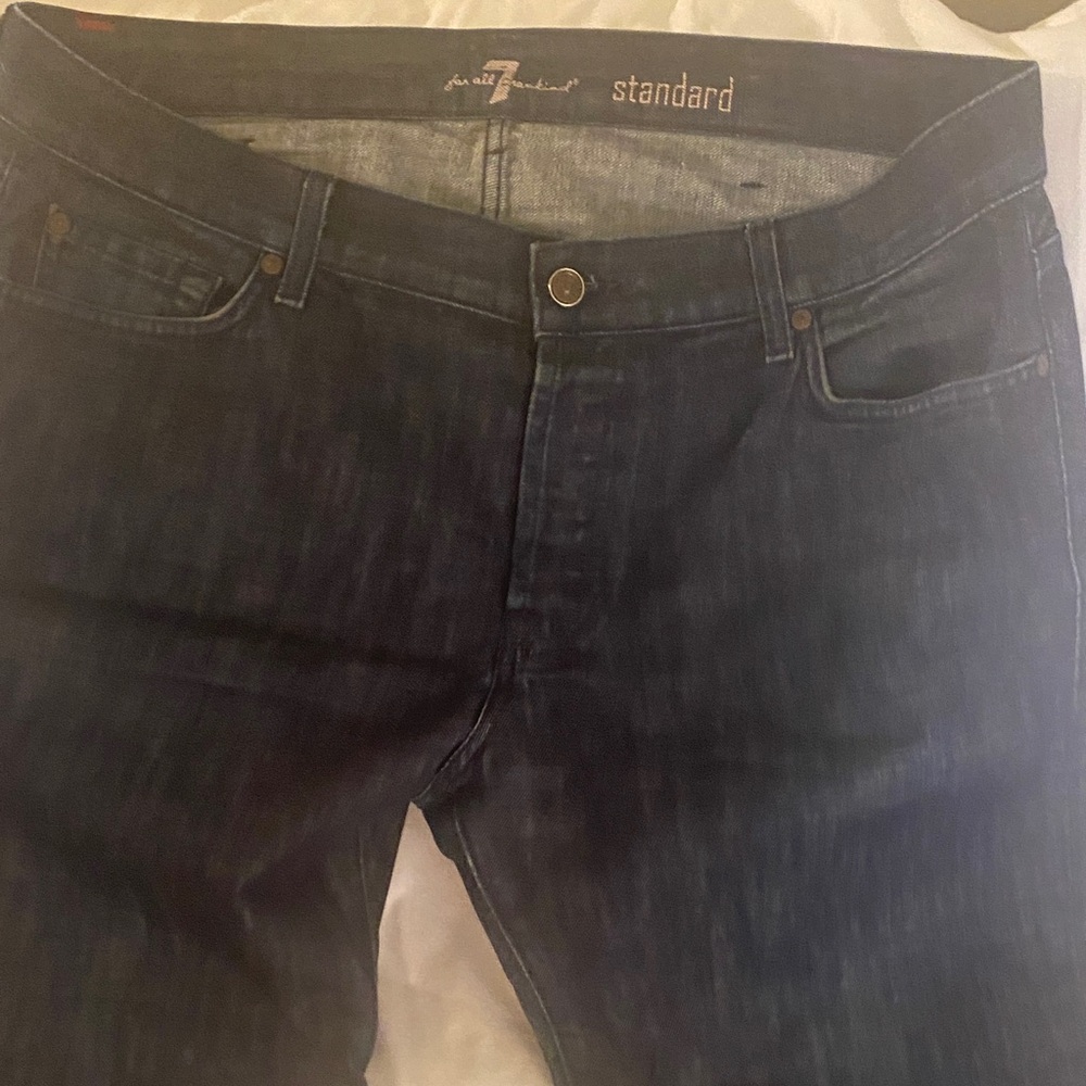 7 For All Mankind Men's Straight Dark Blue Jeans